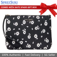 Kate Spade Wristlet In Gift Box Chelsea The Little Better Bicolor Floral Black # K6009