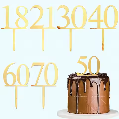 3pcs Number Cake Topper 18 21 30 40 50 60 70th Birthday Cake Decorations Number Cake Picks for Birth