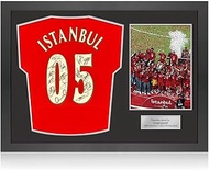 Liverpool Squad Back Signed 2005 Istanbul Football Shirt. Icon Frame