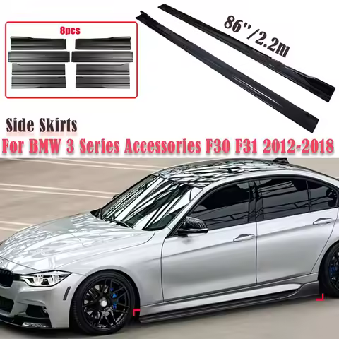 For BMW 3 Series Accessories F30 F31 2012-2018 Side Skirt Extensions Glossy Black Rocker Panel Lip 8
