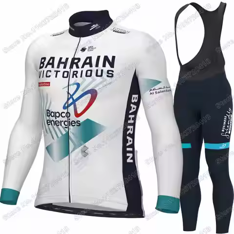 2025 Team Bahrain Victorious Cycling Jersey Set Autumn Winter Cycling Clothing Men Road Bike Jacket 