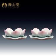 AT-🛫Dai yutang Ceramic Lotus Candlestick Hand-Painted Vase Decoration Offering for Buddha Butter Lamp Holder Candle Tabl