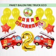 Eco FIRE TRUCK Balloon Package/Firefighter Birthday Decoration