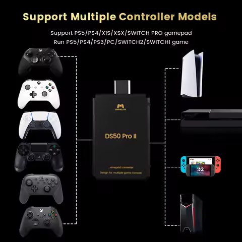 DS50 ProII Wireless Bluetooth Gamepad Converter for PS5/PS4/Xbox/Switch Pro Controller to Play PS5/P