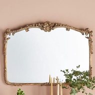 歐式玄關壁掛鏡古典雕花大鏡子梳妝臺臥室法式復古化妝鏡浴室鏡