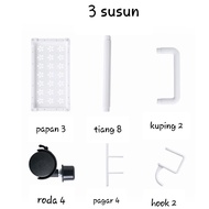 Viral Trolley Rack 3-Tier Kitchen Rack Bathroom Rack With Wheels M936