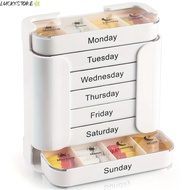LUCKYSTORE Medicine Box, Slots Weekly Separate Pill , Portable 7-Day 28 drawer Plastic Slots Pill Co