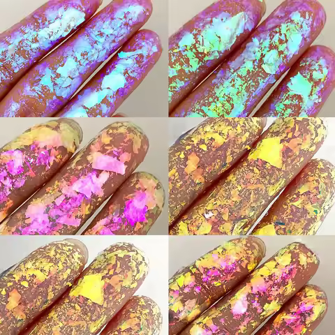 2024's Chameleon Unicorn Aurora Powder Iridescent Nail Glitter Chameleon Flakes Magic Mirror Chamele