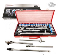 THAKITEC ชุดเครื่องมือ ประแจ ชุดบล็อก 24 ชิ้น ขนาด 1/2 (4หุน) มี 2 แบบ เหล็ก CR-V แท้ 100% กับ เหล็ก