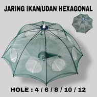 Jaring Udang / Jaring Ikan Hexagonal Fishing Net Trap Cage 4/6/8/10/12 Hole [BISA COD] Jaring Ikan Lempar Jaring Udang Jala Sungai Perangkap Ikan Wader Kecil Nila Ukuran 3 4 Laut 1 Meter Siap Pakai Viral Tiktok Ala Selebgram Murah Terbaru Kekinian