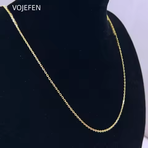 VOJEFEN 9K Gold Cross Necklace Jewelry AU375 Real Neck Chains Choker Original Elegant Necklaces Chai