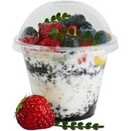 TashiBox 9oz (about 255.1g) -100pcs Plastic Cup with Dome Lid | Plastic Cocktail Glass with Lid | Bu