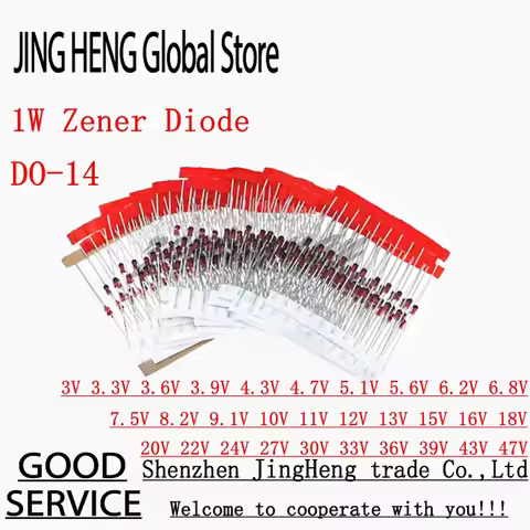 30 Values 1W Zener Diode Assorted Kit 3V 3.3V 3.6V 5.1V 5.6V 7.5V 10V 12V 13V 15V 16V 18V 20V 22V 24