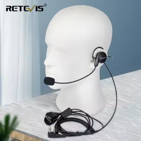 Retevis EHK002 H777 Walkie Talkie Earpiece 2Pin Soft Microphone Behind Head Headset Finger PTT Radio