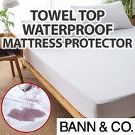 Towel Top Waterproof Mattress Protector/Fitted Bedsheet Cover (Single, Super Single, Queen, King)