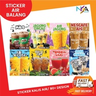 Sticker Air Balang Stiker Jus Buah Kelapa Teh Ais Green Tea Label Minuman Asam Boi Oren Epal Bazar R