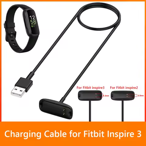For Fitbit Inspire 3 Charger USB Charging Cable Cord Clip Replacement 55CM/100CM Charger Cradle Dock