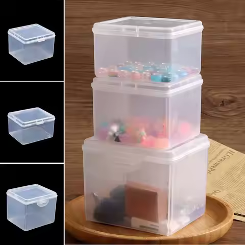 1Pcs with Lid Storage Box Multi-purpose Plastic Storage Case Rectangular Shape Clear Small Thing Con