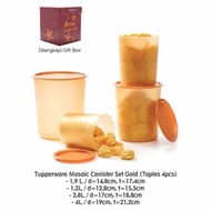 Tupperware mosaic canister set gold (toples 4pcs)