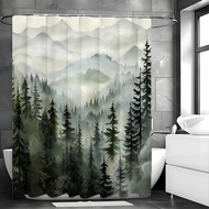 [48H Shipping] Customizable Creative Landscape Painting Shower Curtain for America, Europe, and Nort