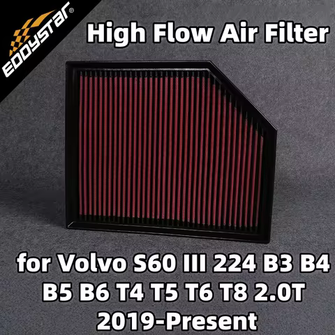 High Flow Sport Air Filter for Volvo S60 III 224 B3 B4 B5 B6 T4 T5 T6 T8 2.0T 2019-Present Washable 