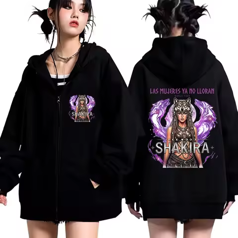2026 Shakira Las Mujeres Ya No Lloran World Tour Zipper Hoodie Man Woman Harajuku Long Sleeve Street