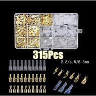 315Pcs 2.8/4.8/6.3mm Electrical Wire Connector Crimp Spade Crimping Terminals Insulated Seal Crimp T