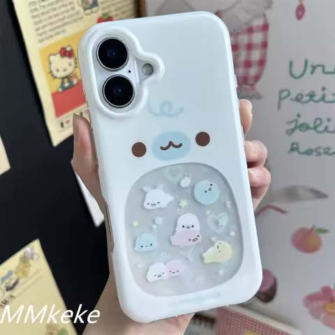 Japan INS Cute Hollowed Out Little Seal Phone Case For iPhone 16 15 14 11 Pro Max 12 13 Pro XR XS MA
