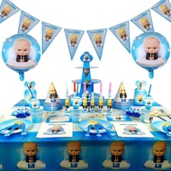 - The Boss Baby Theme Birthday Decoration Paper Cup Cawan Pinggan Banner Flag Baby Boss Set party de