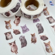 3 pcs roll cat stickers, TikTok cat meme stickers, adhesive stickers, roll stickers, packing sticker