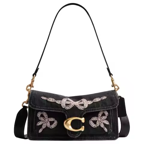 COACH Tabby Fabric Shoulder Bag Medium Women's Black CCW87-B4BK