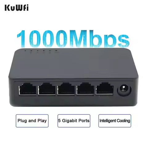 KuWFi 5 Ports Gigabit Switch 1000Mbps Fast Ethernet Switcher WAN LAN Port Ethernet Hub Switch for Ho