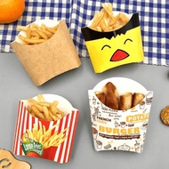 50pcs French Fries Holder Paper French Fries Packaging Bag Printed Design Snack French Fries Holder