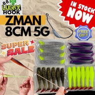 6PCS 8CM 5G Zman Clone TPR Floating T-Tail Soft Plastic Lure Umpan Casting Bait