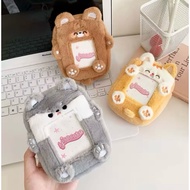 Cute plush cartoon animal coin pouch student earphone ezlink card holder coin purse keychain