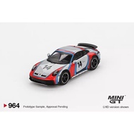 MINI GT No.964 Porsche 911 Dakar Ice Grey Metallic "Rally 1974" MGT00964