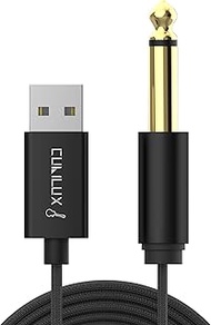 Cubilux Guitar to USB A Cable, USB A to 6.35mm (1/4”) TS Mono Line-in Cord for Bass/Electronic Piano