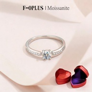 F-OPLUS | 0.3ct D Color Real Moissanite Ring,Platinum Plated  925 Silver Promise Ring with Box,Engag