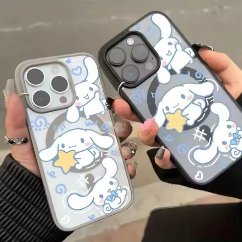 Sanrio Cinnamoroll Wireless Charging Phone Case for iPhone 16 E 15 14 13 12 Mini 11 Pro Max XS Max X
