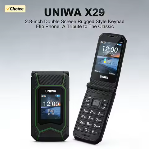 UNIWA X29 2.8Inch Double Screen Mobile Phones Dual SIM GSM Rugged Flip Phone 2000mAh Big Font For Se