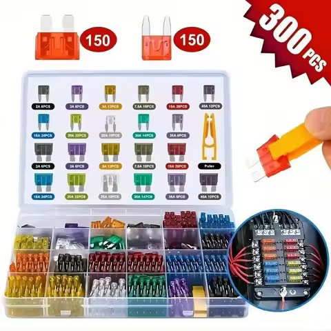 300pcs Car Blade Fuse Assortment Kit Auto Truck Automotive Medium Small Fuse Mixed Motorcycle Circui