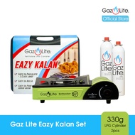 Green ‘Eazy Kalan’ Portable LPG Stove + 2 Gaz Lite 330g LPG Cylinders