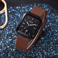 NAIDU Rectangular Calendar Unisex Watch Silicone Watch Strap for Men and Women Quartz Watch With Cal