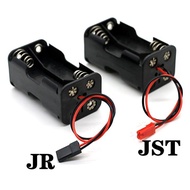 2PCS 4 Cell AA Battery Case Box Container On/Off Power Switch with JST Plug JR Plug/3 Pin Servo Connector for 1/8 1/10 1/16 RC Car