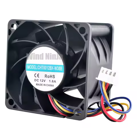 （2pcs） CHT6012BX-W38B 6cm 60mm High-Speed Cooling Fan for Servers DC12V 1.60A 4-Pin Bearing 12000rpm