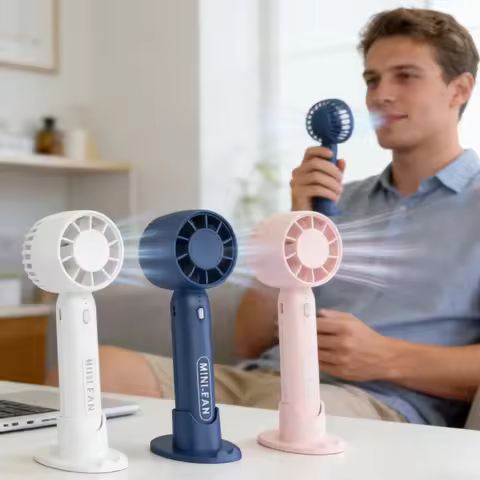Portable Dual Function Mini Fan Handheld Desktop USB Rechargeable Small Air Cooler Heavy Duty Strong