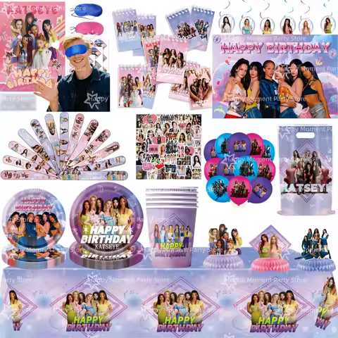 Kpop Katseye Party Decoration Tableware Tablecloth Cup Plate Napkin Sticker Bags Balloons Baby Showe