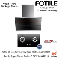 Fotile Chimney Hood JQG9009T + Fotile Gas Hob 5.0kW Super Flame Series GHG78211