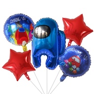 5pcs/set Among--us Blue Number Balloon Set Space Cartoon Figure Foil Latex Balloon Happy Birthday Pa
