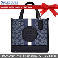 Coach Handbag In Gift Box Crossbody Bag Dempsey Tote 22 In Signature Jacquard Denim Midnight Navy Dark Blue # C8417